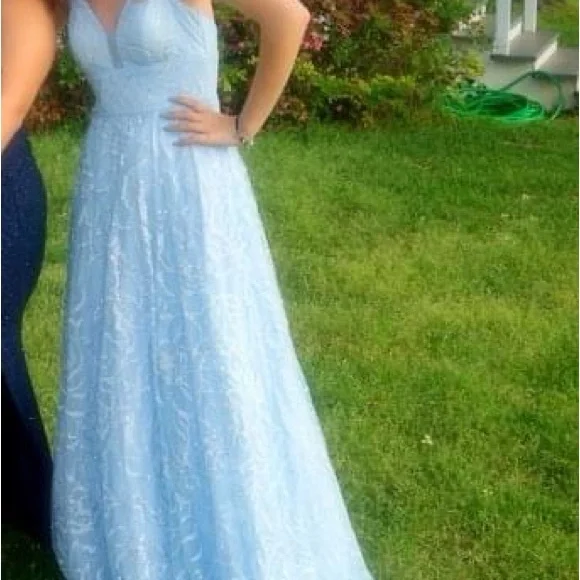 yellow and blue dresses JULIA LONG SLEEVE MIDI BLUE DRESS main image 0